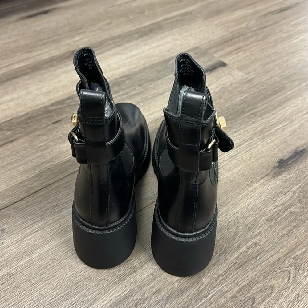 New Steve Madden Women's Gates Buckle-Detailed Lug-Sole Booties Size 7.5